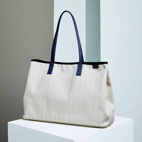 ETELA Large tote bag - Off-white×Black/Purple