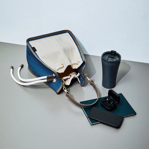 ETELA String bag - Off-white×Taupe×blue