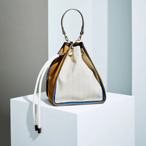 ETELA String bag - Off-white×Taupe×blue/camel