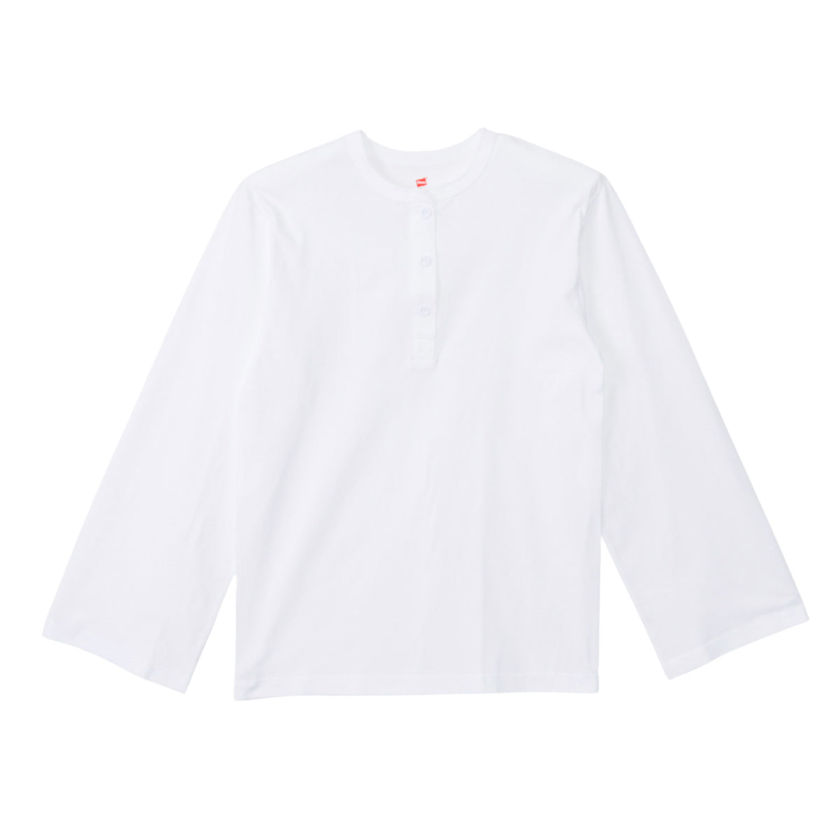 Hanes originalsヘンリーネックロングスリーブTシャツ by THE DODO JEAN / WHITE