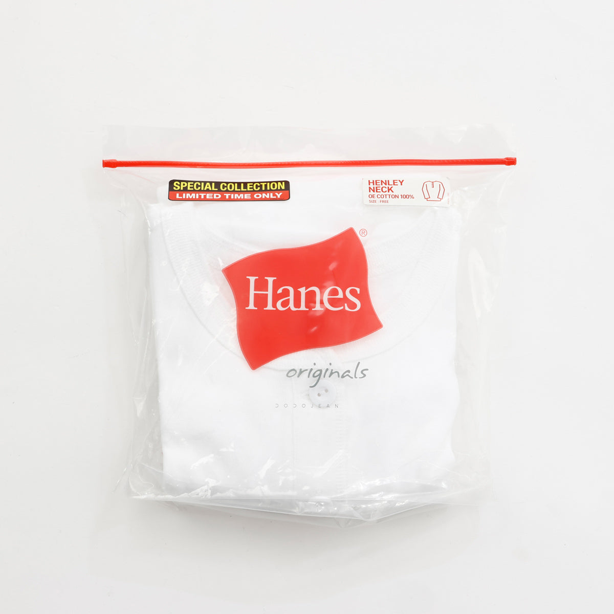Hanes originalsヘンリーネックロングスリーブTシャツ by THE DODO JEAN / WHITE