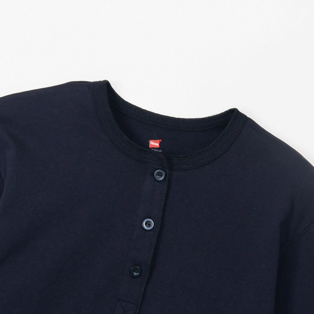 Hanes originalsヘンリーネックロングスリーブTシャツ by THE DODO JEAN / BLACK