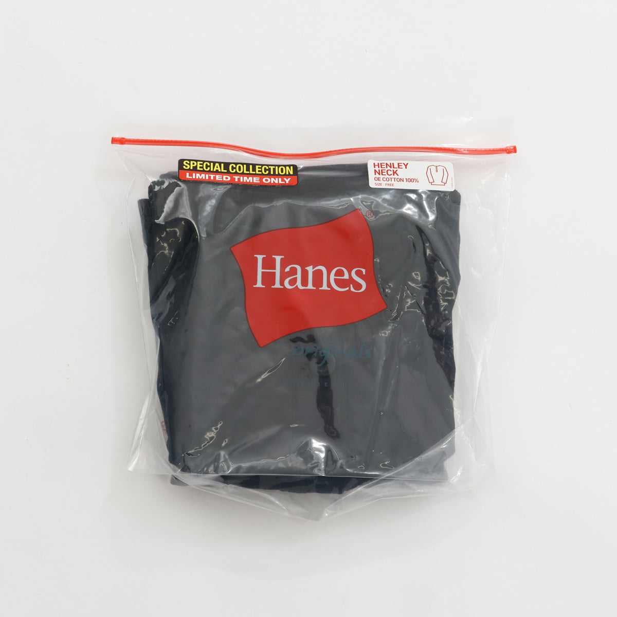 Hanes originalsヘンリーネックロングスリーブTシャツ by THE DODO JEAN / BLACK