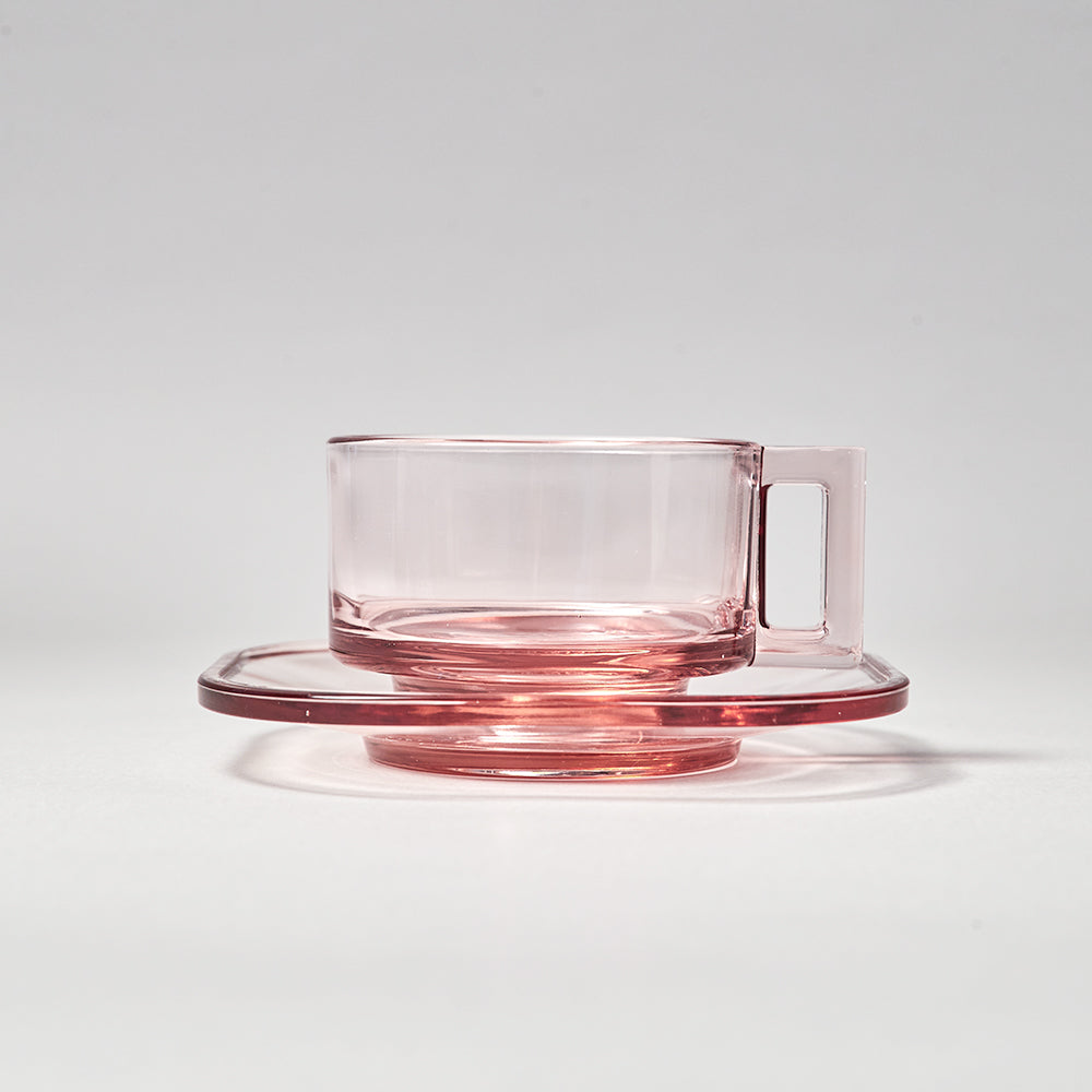 ARNO GLASS Cup & Saucer - Pink – VAKT.