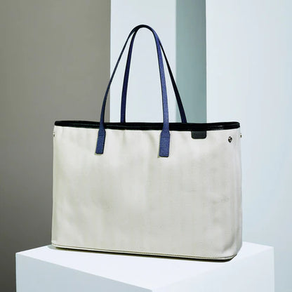 ETELA Large tote bag - Off-white×Black/Purple