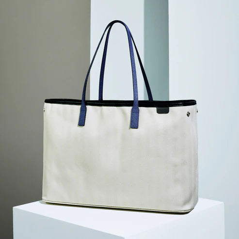 ETELA Large tote bag - Off-white×Black/Purple