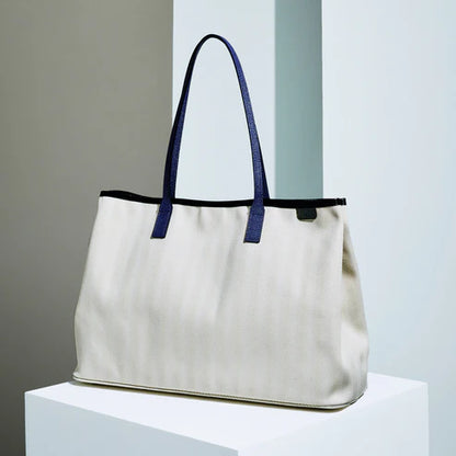 ETELA Large tote bag - Off-white×Black/Purple