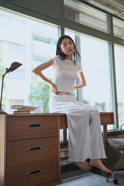 Hanes  originalsロングワイドパンツ by THE DODO JEAN / WHITE