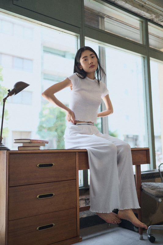 Hanes  originalsロングワイドパンツ by THE DODO JEAN / WHITE