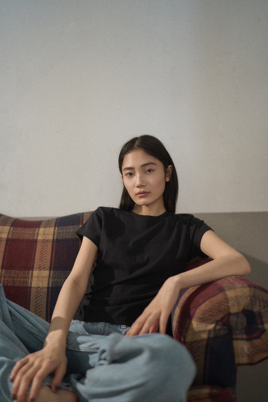 2P クルーネックショートスリーブ・ロングスリーブTシャツby THE DODO JEAN / BLACK