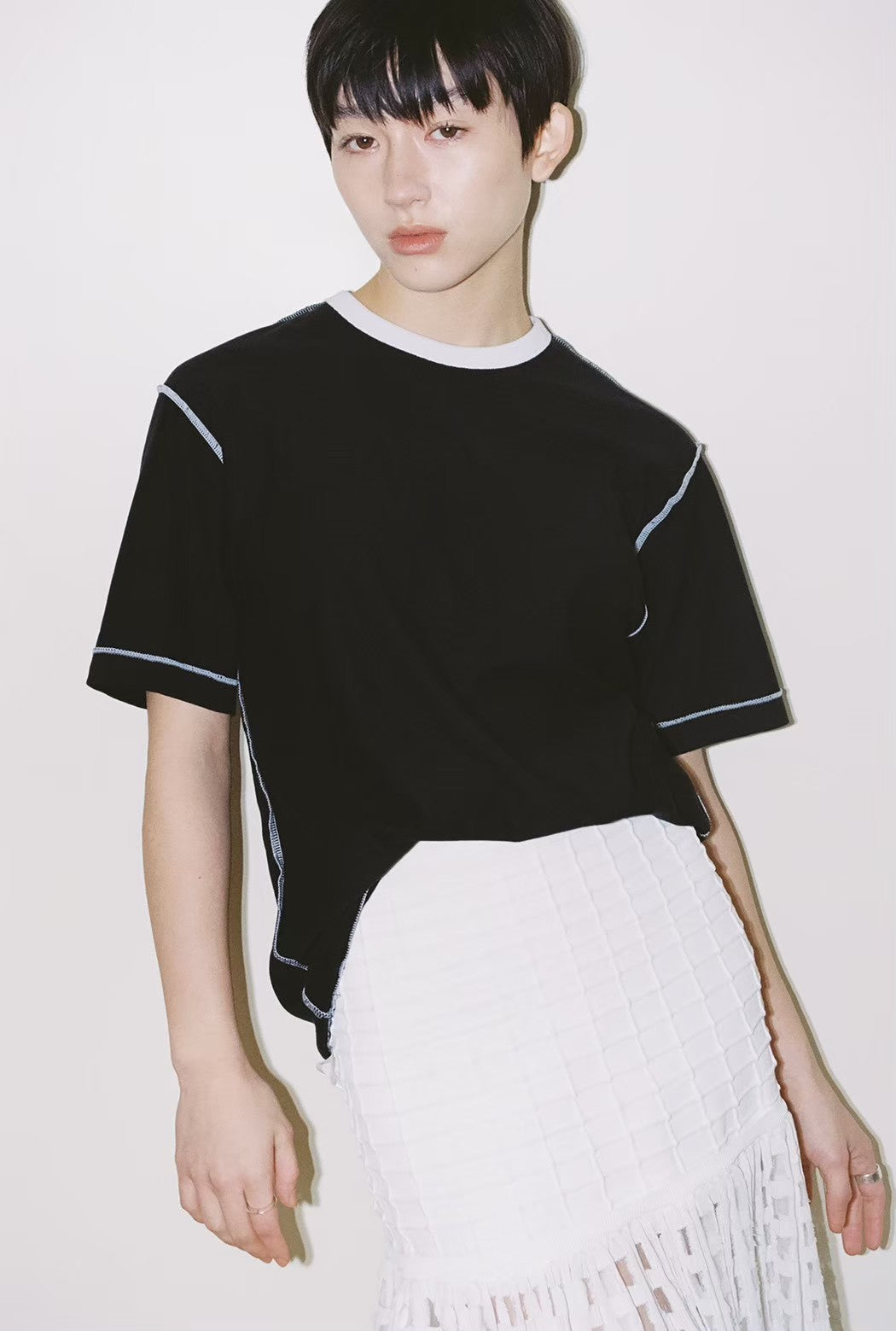 3PリバーシブルクルーネックTシャツ by THE DODO JEAN / ﾌﾞﾗｯｸ