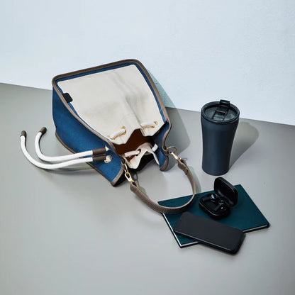 ETELA String bag - Off-white×Taupe×blue