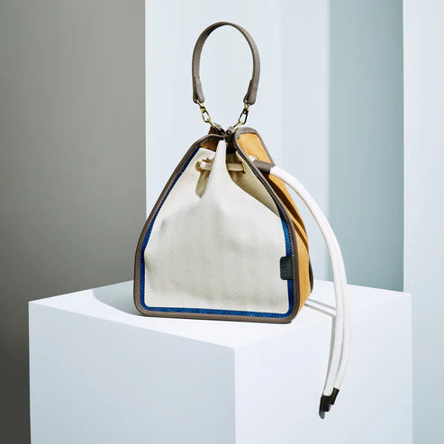ETELA String bag - Off-white×Taupe×blue/camel