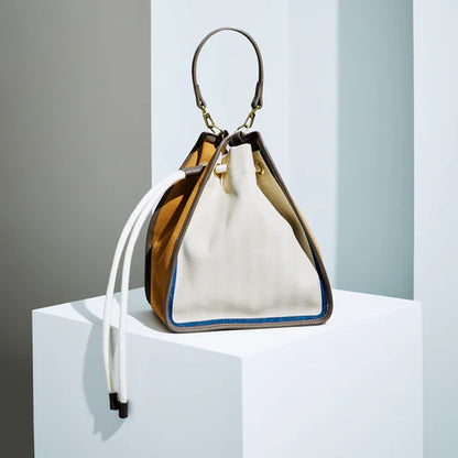 ETELA String bag - Off-white×Taupe×blue/camel