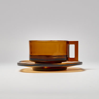 ARNO GLASS Cup & Saucer - Amber