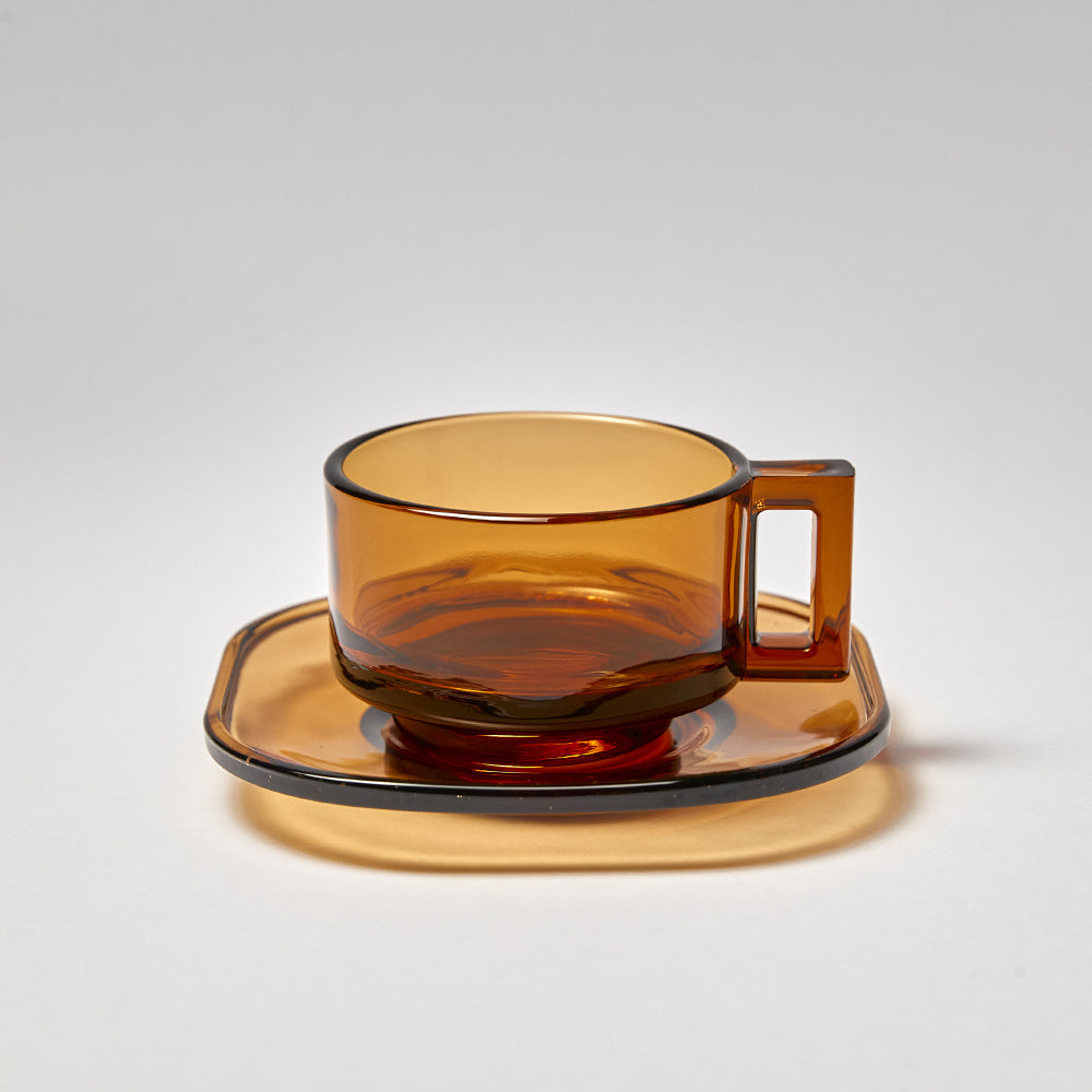 ARNO GLASS Cup & Saucer - Amber