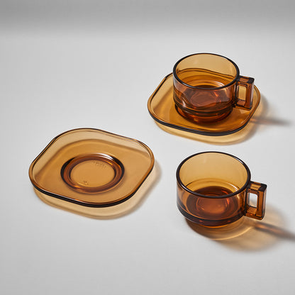 ARNO GLASS Cup & Saucer - Amber