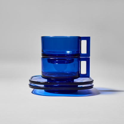 ARNO GLASS Cup & Saucer - Cobalt