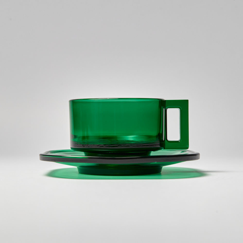 ARNO GLASS Cup & Saucer - Green