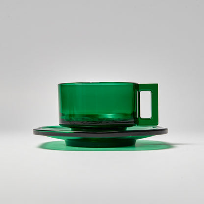 ARNO GLASS Cup & Saucer - Green