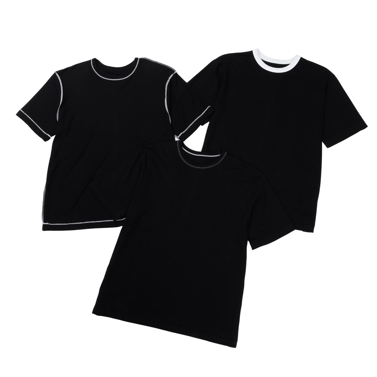 3PリバーシブルクルーネックTシャツ by THE DODO JEAN / ﾌﾞﾗｯｸ