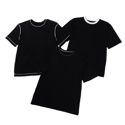 3PリバーシブルクルーネックTシャツ by THE DODO JEAN / ﾌﾞﾗｯｸ