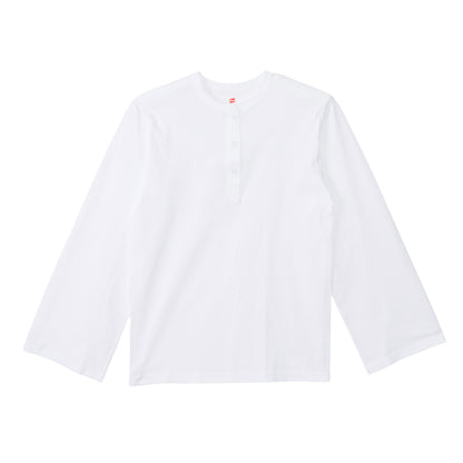 Hanes originalsヘンリーネックロングスリーブTシャツ by  THE DODO JEAN / WHITE