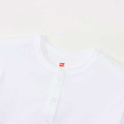 Hanes originalsヘンリーネックロングスリーブTシャツ by  THE DODO JEAN / WHITE