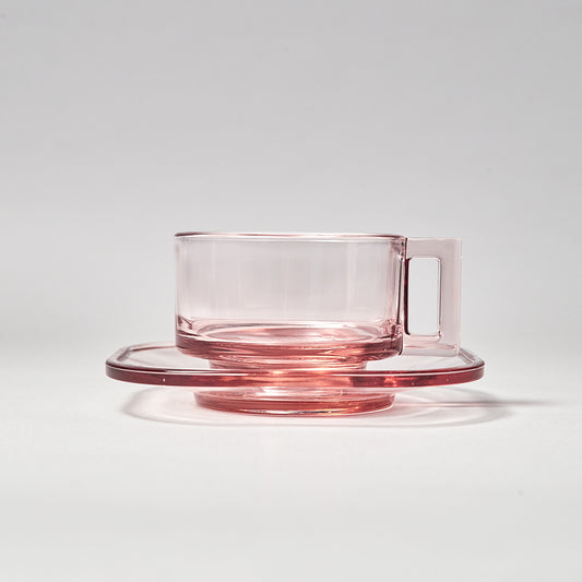 ARNO GLASS Cup & Saucer - Pink