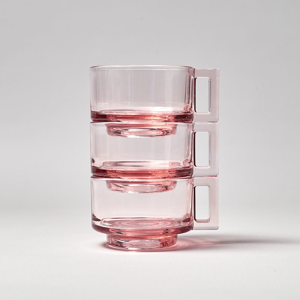 ARNO GLASS Cup & Saucer - Pink