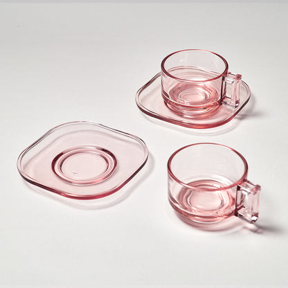 ARNO GLASS Cup & Saucer - Pink