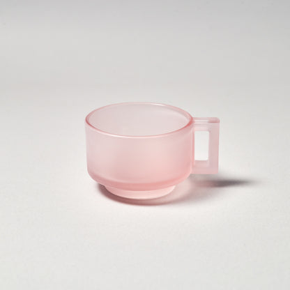 ARNO GLASS Cup & Saucer - Pink Frosted