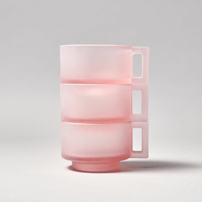 ARNO GLASS Cup & Saucer - Pink Frosted