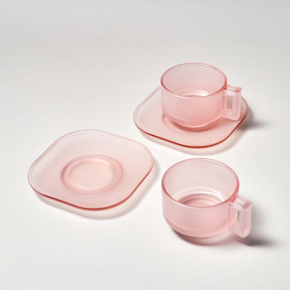 ARNO GLASS Cup & Saucer - Pink Frosted