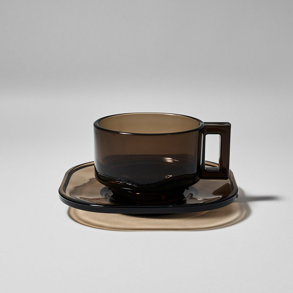 ARNO GLASS Cup & Saucer - Smoke