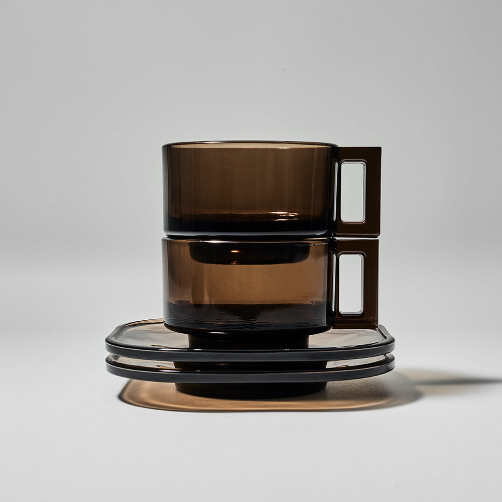 ARNO GLASS Cup & Saucer - Smoke