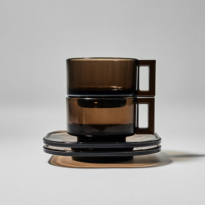 ARNO GLASS Cup & Saucer - Smoke